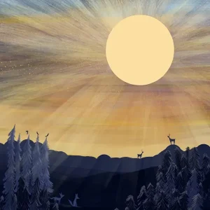 Zonsopkomst in de bergen posters & art prints door L van Moerkerken - Premium Poster - 50x70 Satisfait Ou Remboursé