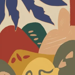 Aards abstract gebladerte posters & art prints door Yana Downman - Premium Poster - 50x70 Solde