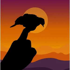 Zonsondergang Harmonie - Silhouet van een hand die een vogel in de gouden hemel houdt posters & art prints door Nissa rida - Premium Poster - 50x70 Offre Spéciale