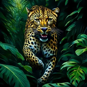 Achat Immédiat Leopard Running In The Jungle posters & art prints door BRZ999 - Premium Poster - 50x70