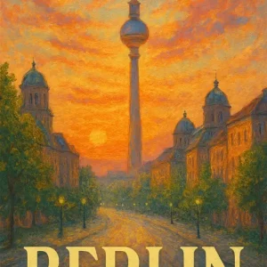 Zonsondergang Berlijn posters & art prints door mohammed dahmani - Premium Poster - 50x70 Populaire
