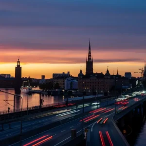 Zonsondergang boven Riddarholmen posters & art prints door Pär Norgren - Premium Poster - 50x70 Promotion Saisonnière