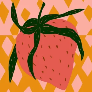 Aardbei posters & art prints door Astrid Lind - Premium Poster - 50x70 Expédition Rapide