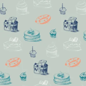 Zoete lekkernijen: Een speels dessertpatroon posters & art prints door Marika Barsrsind - Premium Poster - 50x70 Prix Réduit