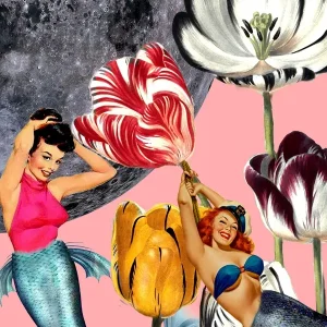 Zeemeermin op de Maancollage posters & art prints door Susana Costa - Premium Poster - 50x70 Expédié Aujourd’hui