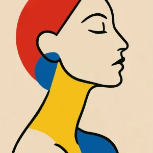 Abstract profiel: een moderne interpretatie van minimalistische portretten posters & art prints door Kurniawan Jr - Premium Poster - 50x70 Must-Have