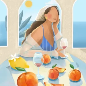 Zomersereniteit: Een Middellandse Zee-ontsnapping posters & art prints door Petra Lizde - Premium Poster - 50x70 Quantité Limitée