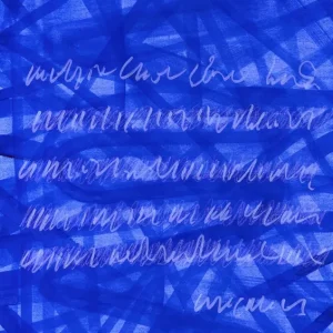 Abstracte expressies: Blauwe lijnen en krabbels posters & art prints door Isabelle Brent - Premium Poster - 50x70 Soldes