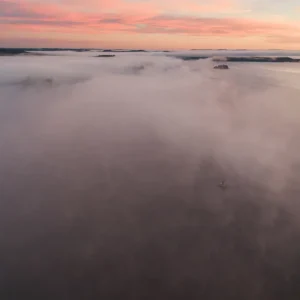 Zonsopgang boven stilstaand water – Natuurfotografie met zachte pastelkleuren posters & art prints door Patrik Blom - Premium Poster - 50x70 Prix Réduit