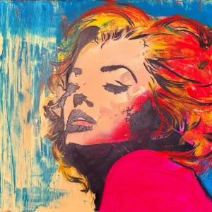 Abstracte Pop Art Vrouwelijk Portret – Acryl op Canvas – Moderne wandkunst posters & art prints door Heinz Kreis - Premium Poster - 50x70 Vente Directe