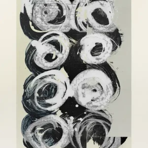 Abstract Whirl: Een dans van monochrome cirkels posters & art prints door Diana Jahns - Premium Poster - 50x70 Remise