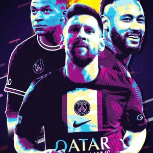 Achat Immédiat Messi, Neymar, Mbappe; posters & art prints door IDN WORK SPACE - Premium Poster - 50x70