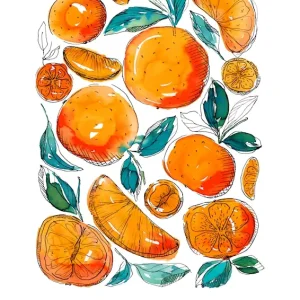 Achat Immédiat Zoete Aquarel Sinaasappels posters & art prints door Vera Zhurba - Premium Poster - 50x70