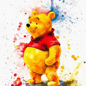 Achat Immédiat Winnie Poeh Aquarel Splash posters & art prints door Mosio Lisamas - Premium Poster - 50x70