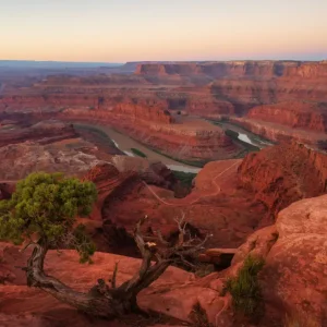 Woestijn Serenity: een zonsopgang boven de kloof posters & art prints door Yen Do - Premium Poster - 50x70 Offre Spéciale