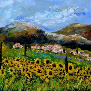 Zonnebloemen posters & art prints door pol ledent - Premium Poster - 50x70 Expédié Aujourd’hui