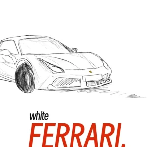 Witte Ferrari posters & art prints door Jolie - Premium Poster - 50x70 Retour Gratuit