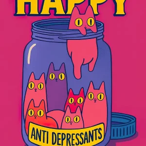 Offre Spéciale Happy Cats: Purr-fect antidepressiva posters & art prints door NOBELART - Premium Poster - 50x70