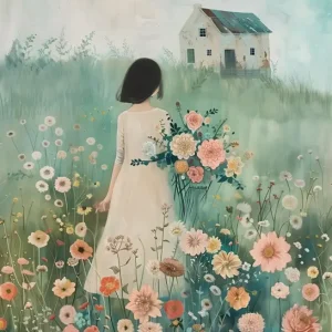 "Dahlia's Gouden Glorie II" posters & art prints door Annika persson - Premium Poster - 50x70 Pas Cher