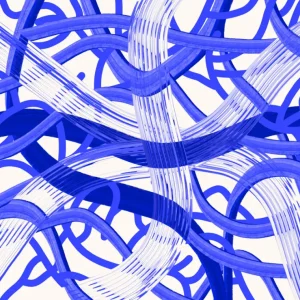 Abstracte blauwe Swirl Art Print posters & art prints door auf studio - Premium Poster - 50x70 Prix Choc