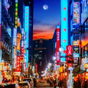 Zonsondergang Tokyo Night posters & art prints door Yushiroe - Premium Poster - 50x70 Livraison Express