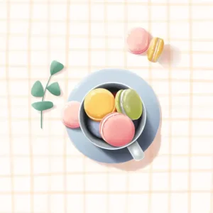 Zoete Verwennerij: Een heerlijke beker macarons posters & art prints door Xuan Thai - Premium Poster - 50x70 Haute Qualité