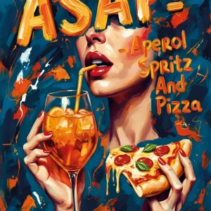 Zo snel mogelijk - Aperol Spritz en pizza posters & art prints door Wojciech Kędracki - Premium Poster - 50x70 Nouvelle Collection