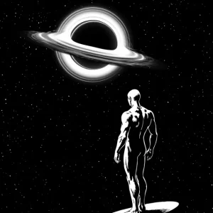 Zilveren surfer in de ruimte posters & art prints door Faissal Thomas - Premium Poster - 50x70 Achetez Aujourd’hui