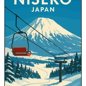 Winterlandschap van de berg Niseko, Japan posters & art prints door Vicky Hanggara - Premium Poster - 50x70 Nouveauté