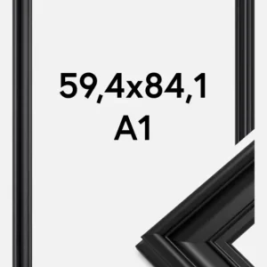Fotolijst Mora Premium Glas Zwart 59,4x84,1 cm (A1) Authentique