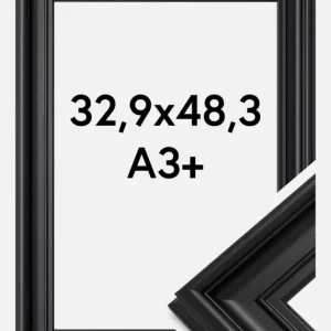 Vente Flash Fotolijst Mora Premium Glas Zwart 32,9x48,3 cm (A3+)