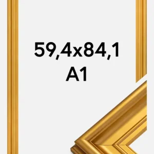 Fotolijst Mora Premium Glas Goud 59,4x84,1 cm (A1) Satisfait Ou Remboursé