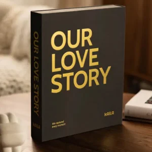 Nouveauté KAILA OUR LOVE STORY Black - Coffee Table Photo Album (60 Zwarte zijden)