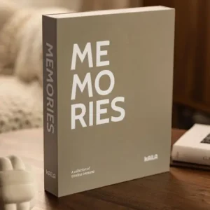 Promotion Saisonnière KAILA MEMORIES Grey/White - Coffee Table Photo Album (60 Zwarte zijden)