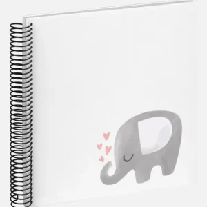 Baby Elephant Hearting Spiraalalbum Wit - 24x24 cm (40 Witte zijden / 20 bladen) Paiement Sécurisé