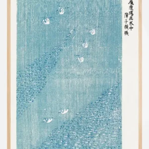 Affaire À Saisir Woodblock Print Blue Poster (21x29.7 cm (A4))