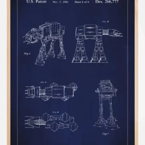 Achetez Aujourd’hui Patenttekening - Star Wars - Walker - Blauw Poster (21x29,7 cm (A4))