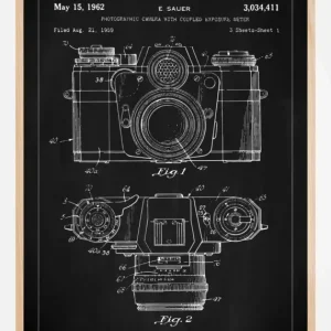 Vente Flash Patenttekening - Camera I - Zwart Poster (21x29,7 cm (A4))