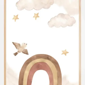 Aquarell Painting Rainbow and Clouds Poster (21x29.7 cm (A4)) Meilleur Prix
