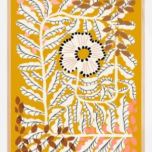 Authentique Fern leaves and flower mustard Poster (21x29.7 cm (A4))