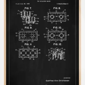 Acheter Direct Patent Print - Lego Block II - Black Poster (21x29,7 cm (A4))