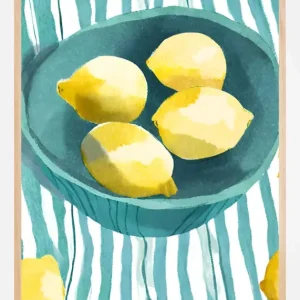 Zitronen in türkisfarbener Schale Poster (21x29.7 cm (A4)) Promotion Saisonnière