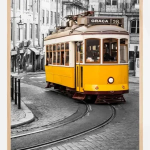 Yellow Tram in The City Poster (21x29.7 cm (A4)) Meilleur Choix