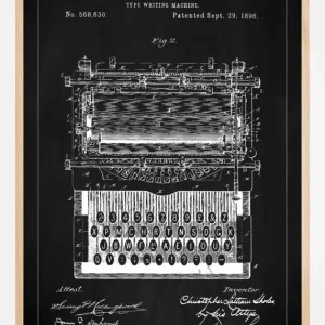 Acheter En Ligne Patenttekening - Typmachine - Zwart Poster (21x29,7 cm (A4))