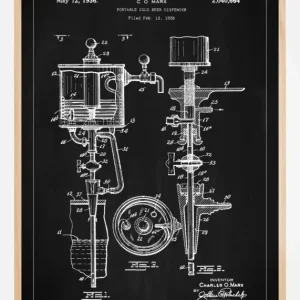 Top Vente Patent Print - Portable Cold Beer Dispenser - Black Poster (21x29,7 cm (A4))