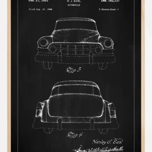 Achat Immédiat Patenttekening - Cadillac II - Zwart Poster (21x29,7 cm (A4))