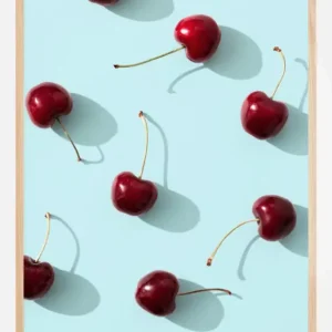 Top Vente Cherries On Turquoise Poster (21x29.7 cm (A4))