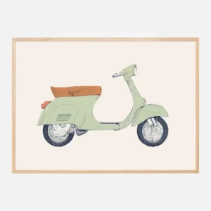 Vespa Print Poster (21x29.7 cm (A4)) Pas Cher