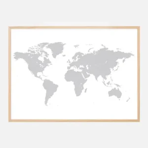 Wereldkaart - Grijs Poster (21x29,7 cm (A4)) Livraison Gratuite