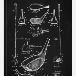 Super Prix Patent Print - Golf Club - Black Canvasprint (30x40 cm)